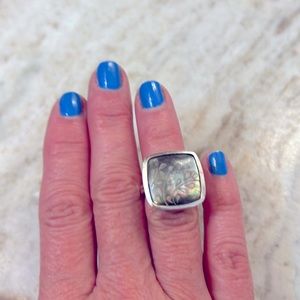 Silpada silver ring with Grey Pearl stone